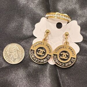 Upcycled ❤️ Repurposed Zipper Pull Earrings with Stamp and Gold Size 9 Ring Set